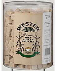 Wester bruine rietsuiker brokjes emmer 2 kg       